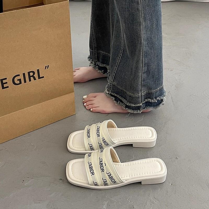 推荐法式绝美平底凉拖鞋女