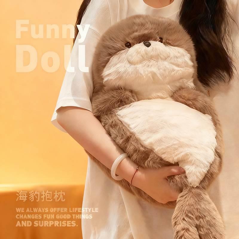 可爱海豹毛绒玩偶呆萌海獭公仔超软布娃娃抱枕床上抱睡觉女生礼物