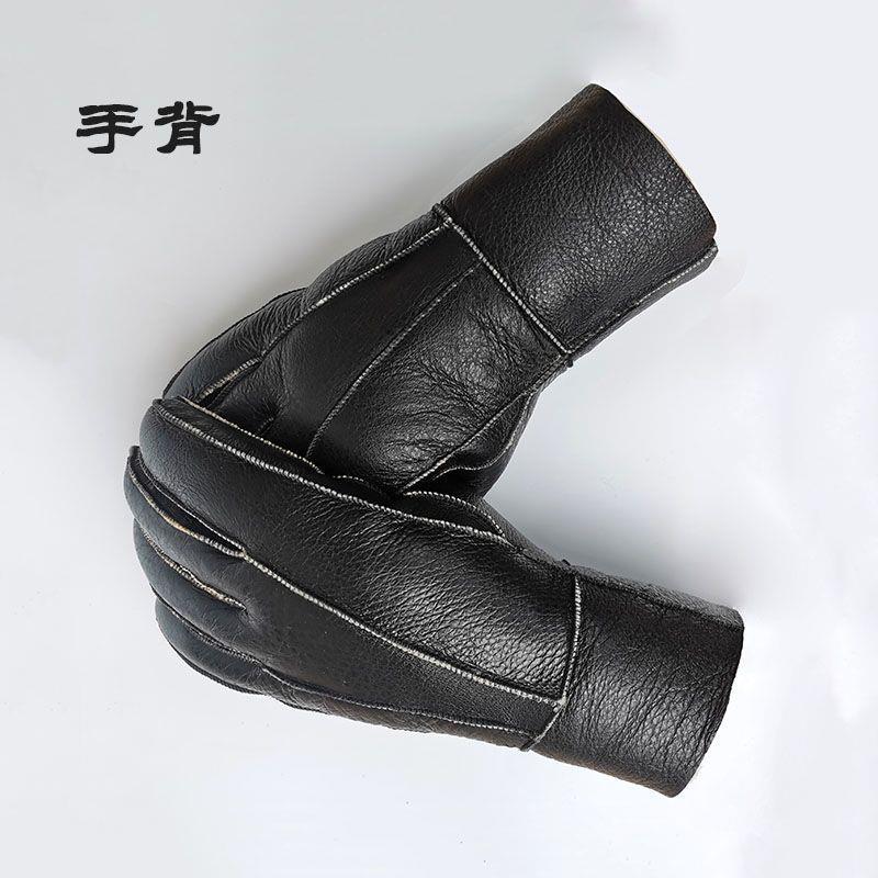 皮毛一体手套男士冬季加长
