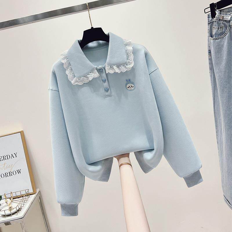 新品女童卫衣秋装2025新款洋气初中生女孩秋季翻领宽松韩系春秋上