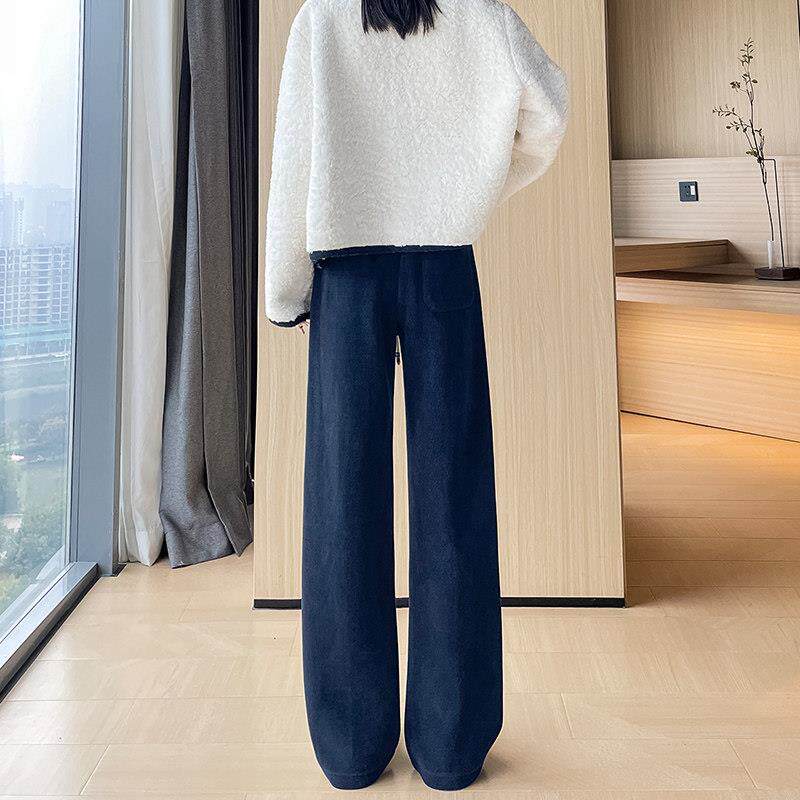 推荐窄版阔腿裤女春秋季2026新款大码胖mm设计感遮胯显瘦加绒休闲