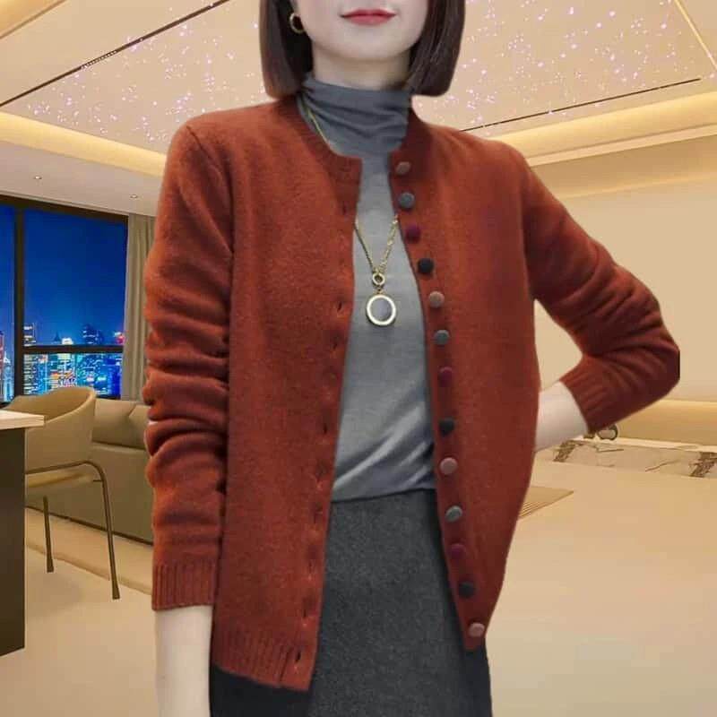 新品灰色针织开衫外套女春秋2025新款宽松大码显瘦轻奢高级感毛衣