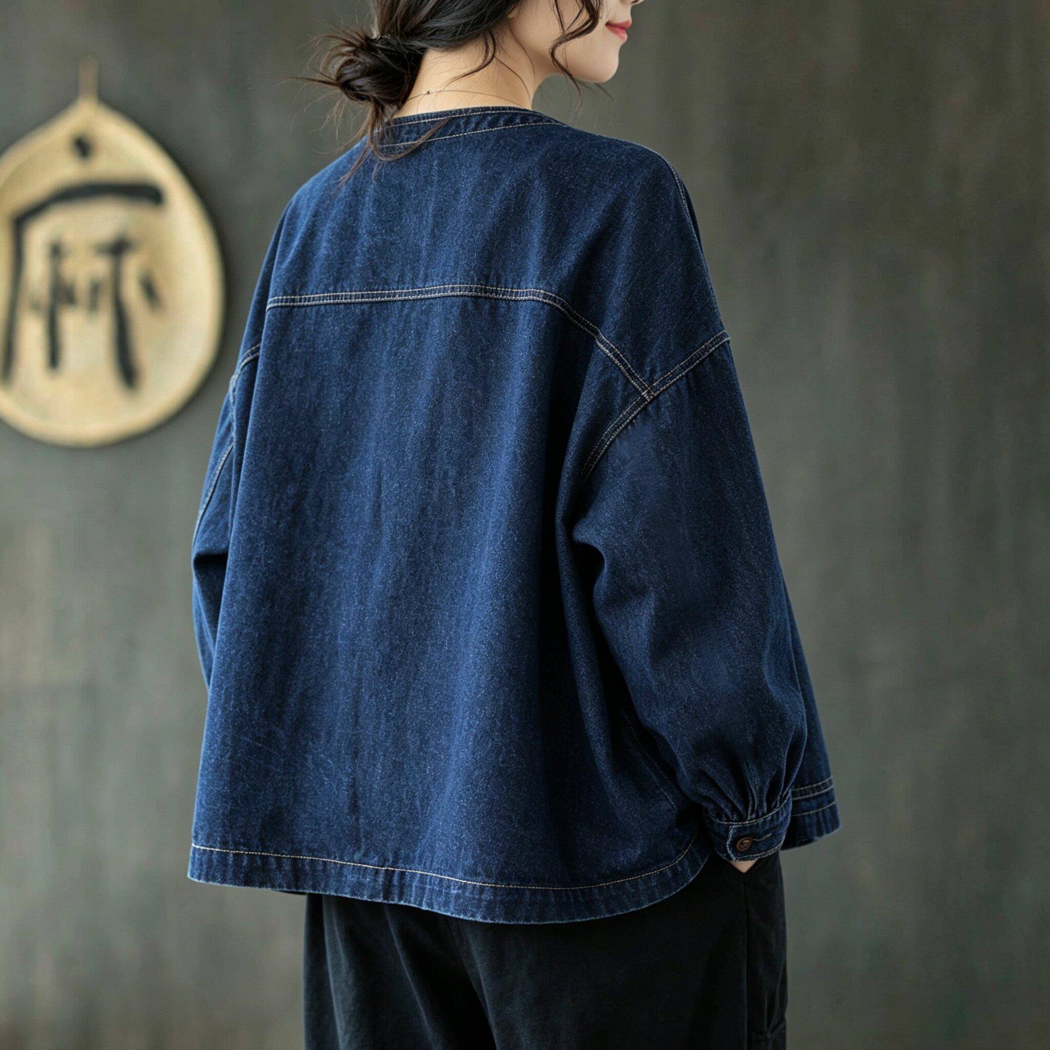 推荐胖mm大码宽松显瘦复古牛仔外套女洋气减龄春秋长袖夹克百搭上