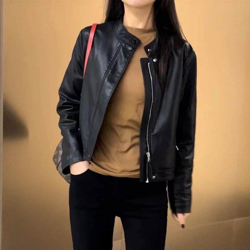 新品黑色皮衣外套女2025新款春秋爆款机车服pu皮夹克休闲短款上衣