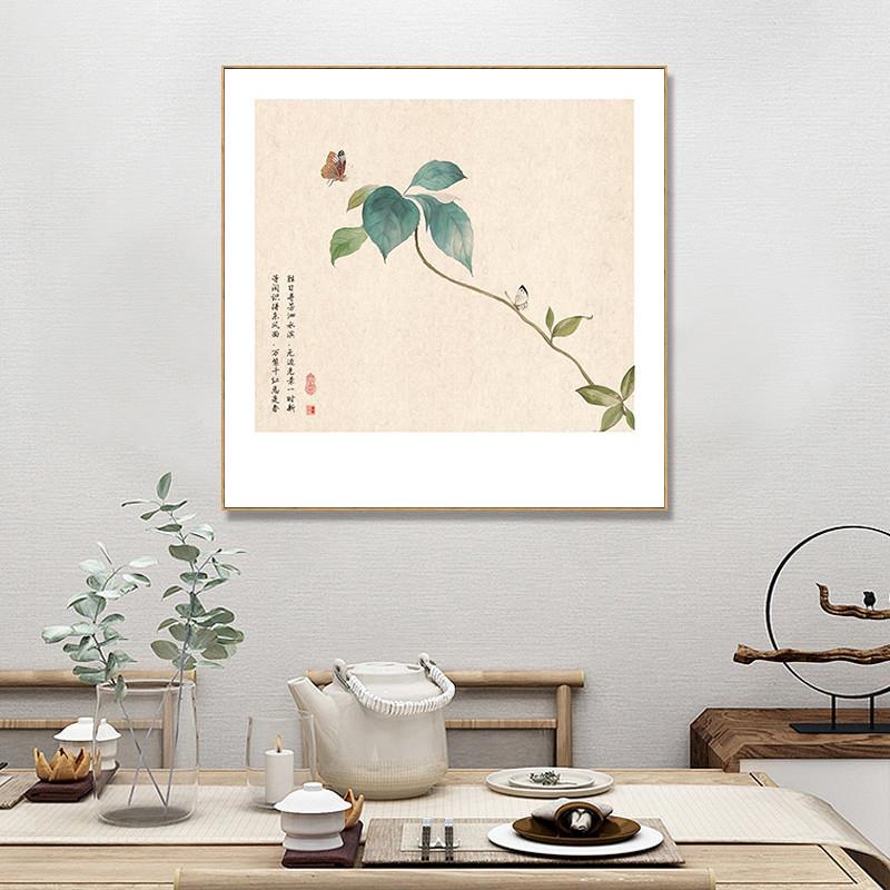 好货新中式餐厅客厅装饰画玄关走廊过道壁画书房花卉茶室花鸟方形图片