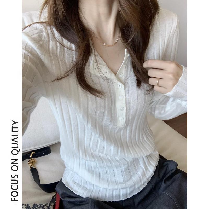 推荐韩版温柔风显瘦长袖针