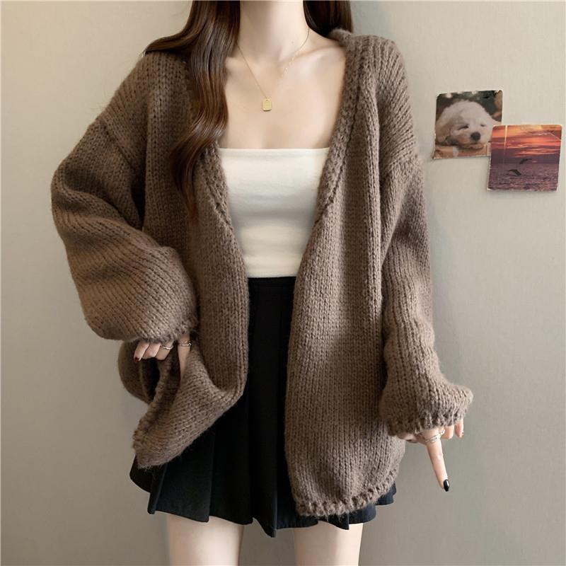 推荐巨好看咖色毛衣开衫上