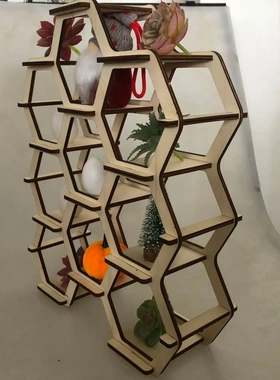 honeyomb shees木制蜂窝货架木质置物架储物架植物架展示架