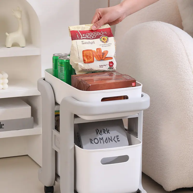 置物架家用客厅分层收纳架抽屉式柜可移动小推车储物架带轮子