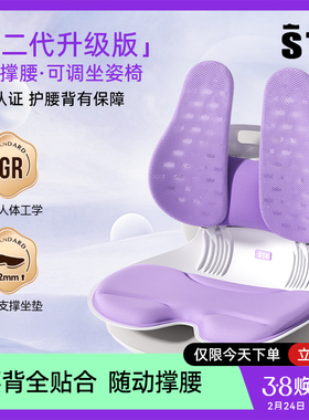 STG第二代护腰坐垫办公室腰靠垫支撑久坐神器人体工学坐姿椅靠背