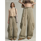 女 立体口袋双压线分割宽松休闲弧形裤 Grenat高密棉感夏季 新款