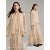 套装 半身裙衬衫 女设计感腰果花不规则大裙摆长款 Grenat秋季