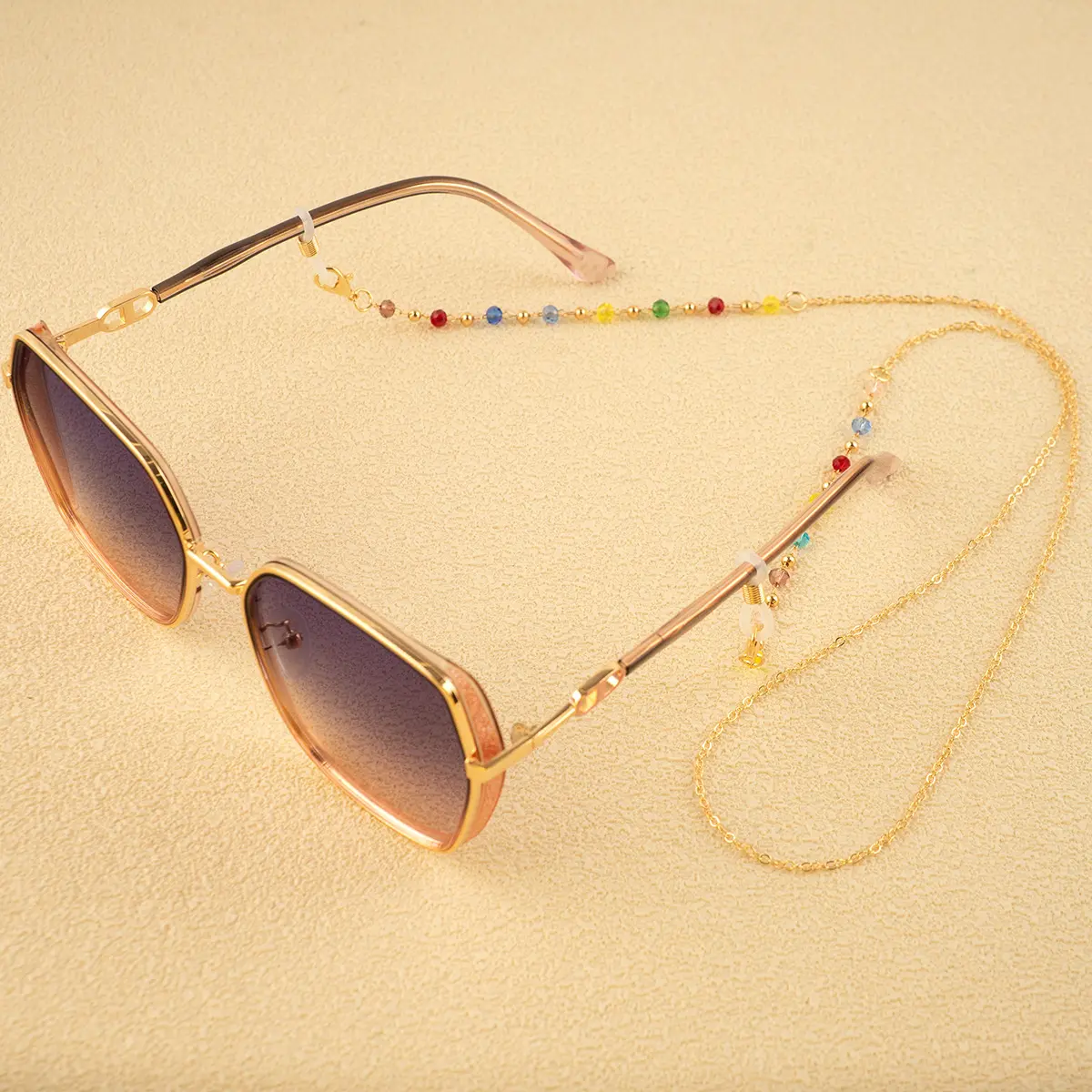 眼镜链女挂脖洛丽塔个性彩色水晶珠珠链条太阳镜挂链老花镜挂绳子