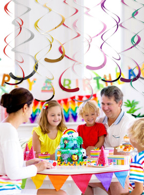 生日婚庆装饰派对圣诞布置 PV螺旋挂饰 墙面垂吊饰圈圈拉花