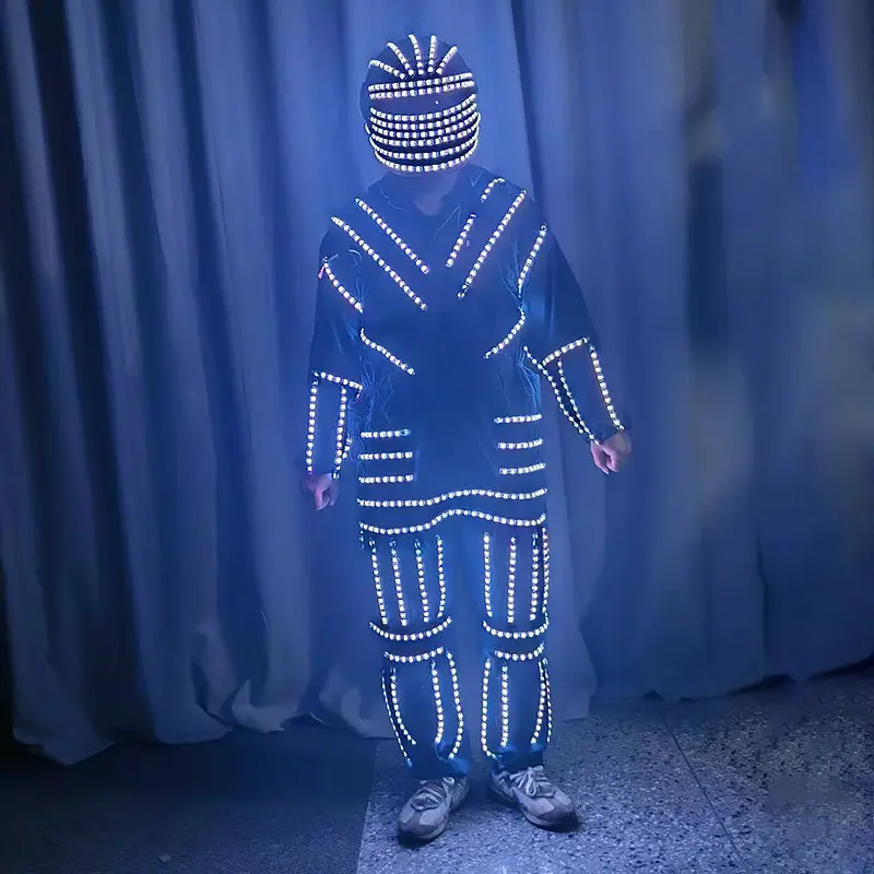 酒吧七彩led发光服舞台表演男款歌手眼镜夜店ds演出服连体装
