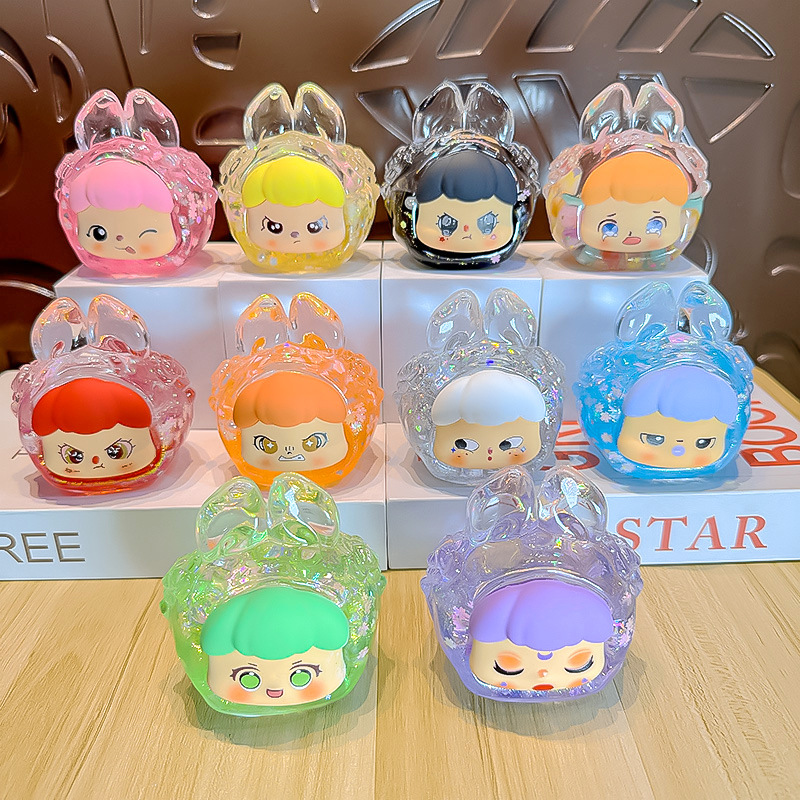 梦梦兔爆闪盲盒盲袋亚克力入油创意流沙摆件大号流沙女生桌面摆件