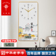 北极星玄关装 饰画电子钟新中式 客厅钟表沙发背景墙国画挂钟万年历