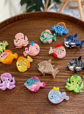 新款海洋醋酸mini小章鱼海豚鲸鱼发饰ins感可爱发卡y2k多巴胺