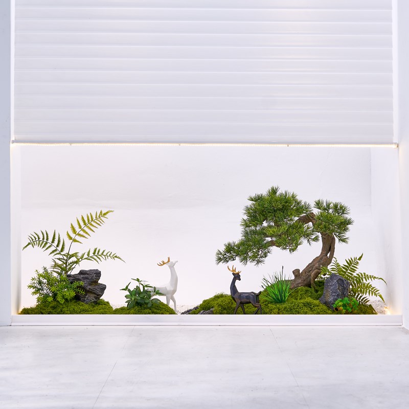 仿真迎客松阳台玄关微景观布置楼梯装饰仿真绿植造景假植物摆件
