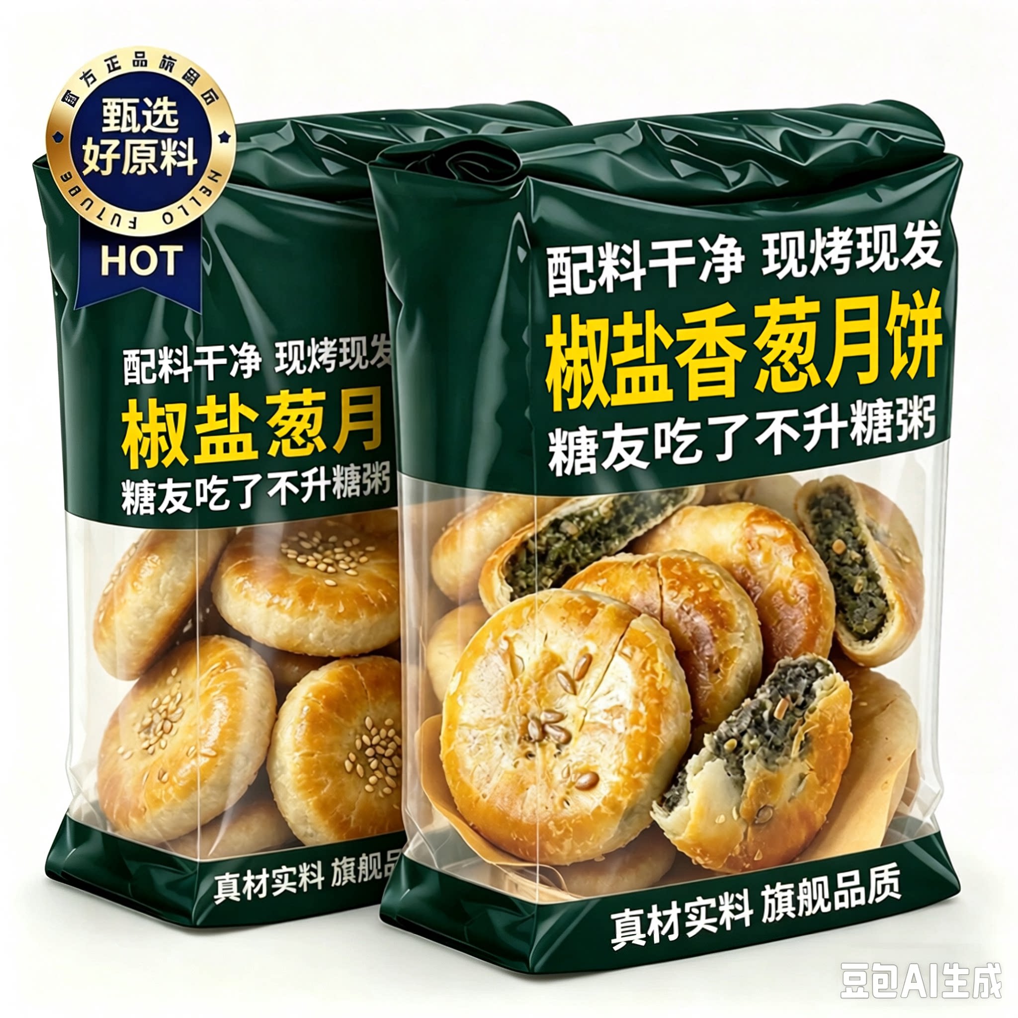 正宗宁海椒盐香葱月饼浙江特产手工老式传统糕点老月饼中秋节礼盒