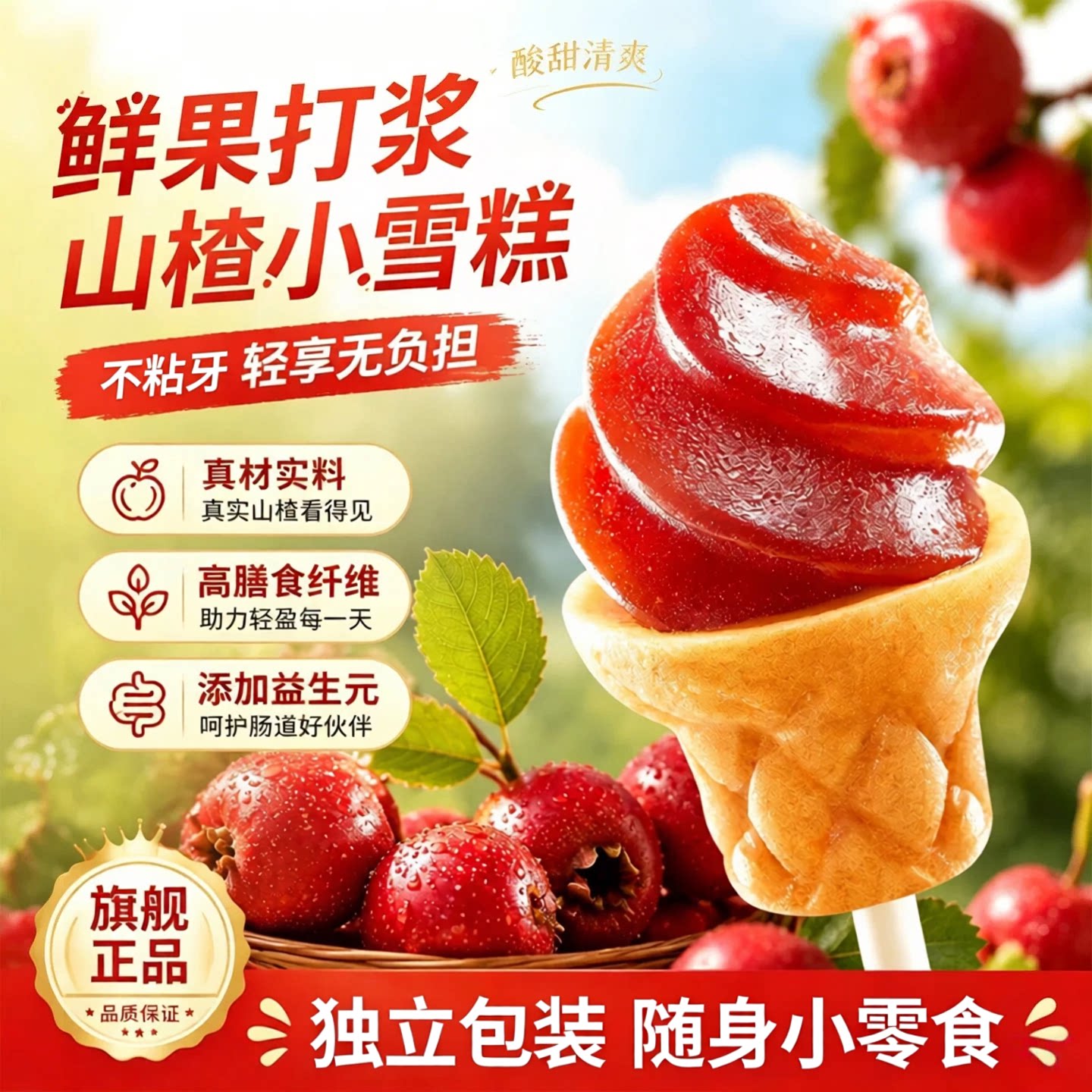 雪糕筒山楂棒官方正品旗舰店儿解馋童零食小吃独立包装山楂棒棒糖