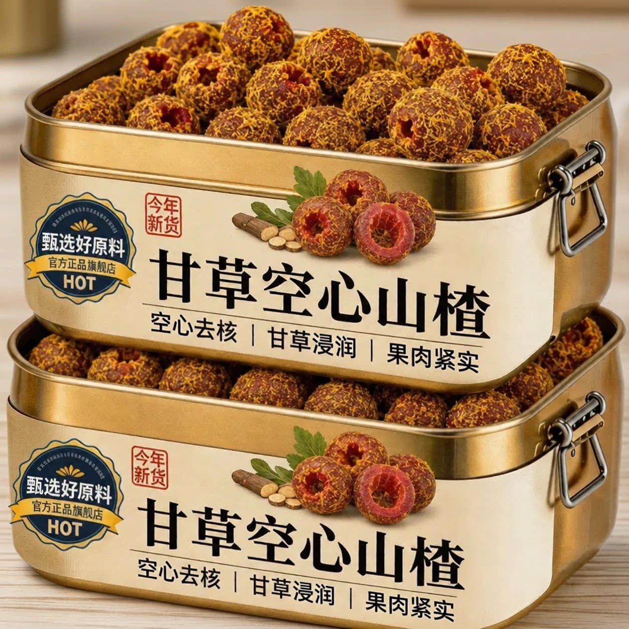 甘草山楂官方正品旗舰店空心无核山楂球儿童健康蜜饯果脯山楂零食