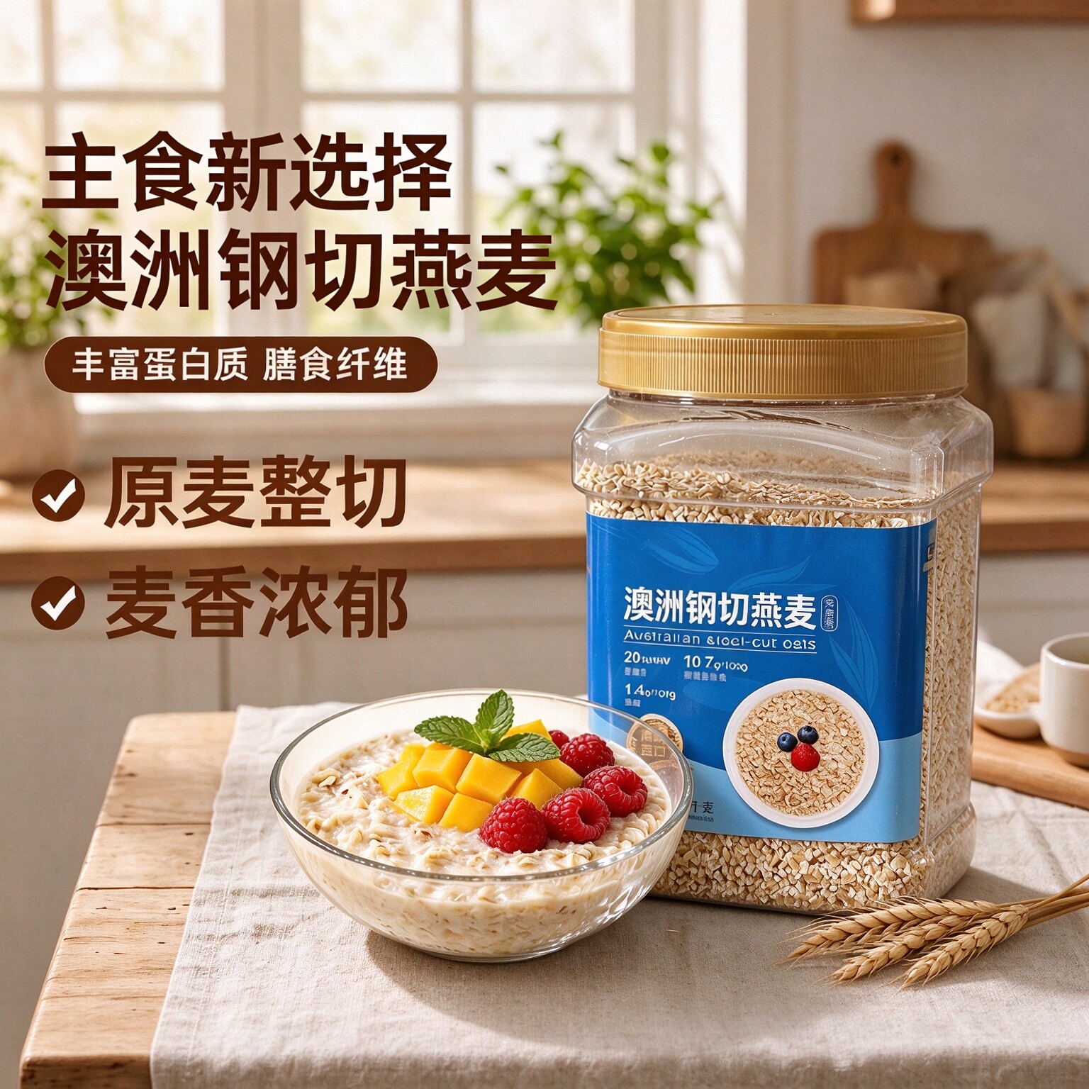 钢切燕麦粒官方正品旗舰店原味中老年人早晚餐全谷物营养健康代餐