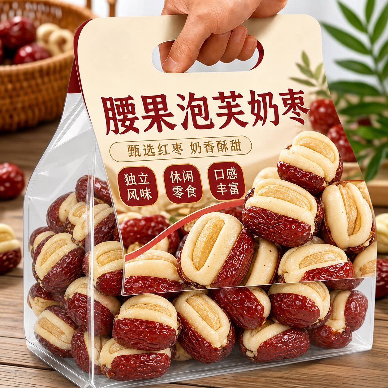新疆和田腰果奶芙泡枣夹心即食图片