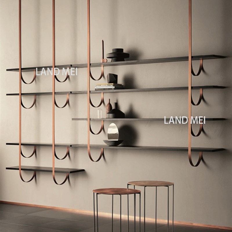 意式置物架壁挂靠墙书架艺术展架家用轻奢装饰架多层收纳架子金属