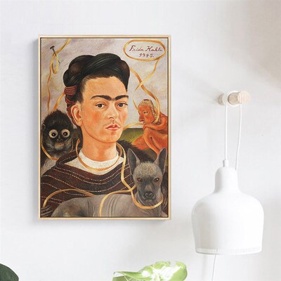 米范 弗里达Frida自画 画像覆古典装饰挂画 画客厅卧室阁楼软装美