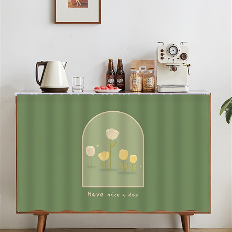清新花朵柜子帘遮挡帘防尘布帘橱柜帘子开放式柜子滑轨免打孔定制