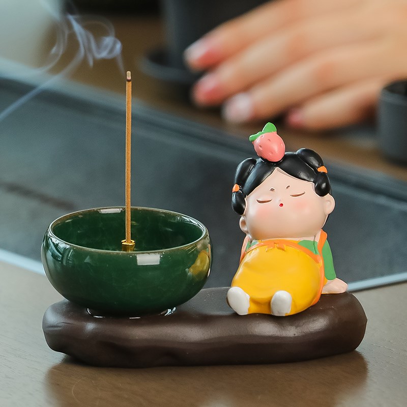 唐仕女创意办公室桌面香薰家居装饰客厅茶桌茶几檀香线香插小摆件