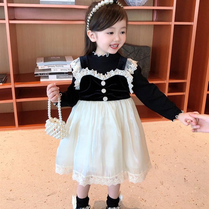 女童春秋连衣裙2023新款法式洋气轻奢感生日礼服小孩女宝宝公主裙