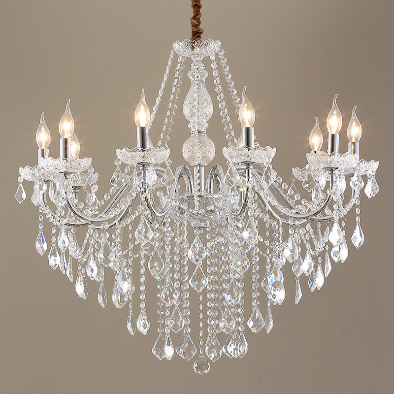 欧式客厅水晶灯酒店宴会厅吊灯服装店网咖装饰灯美式简约铁艺灯具