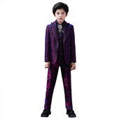 儿童西装 三件套男童朗诵表演小主持人礼服模特走秀钢琴演出服 套装