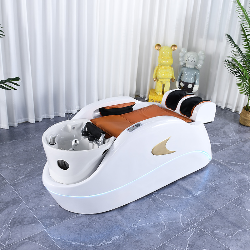 高端理发店智能电动自动按摩洗头床理发店专用平躺泰式头疗洗头床