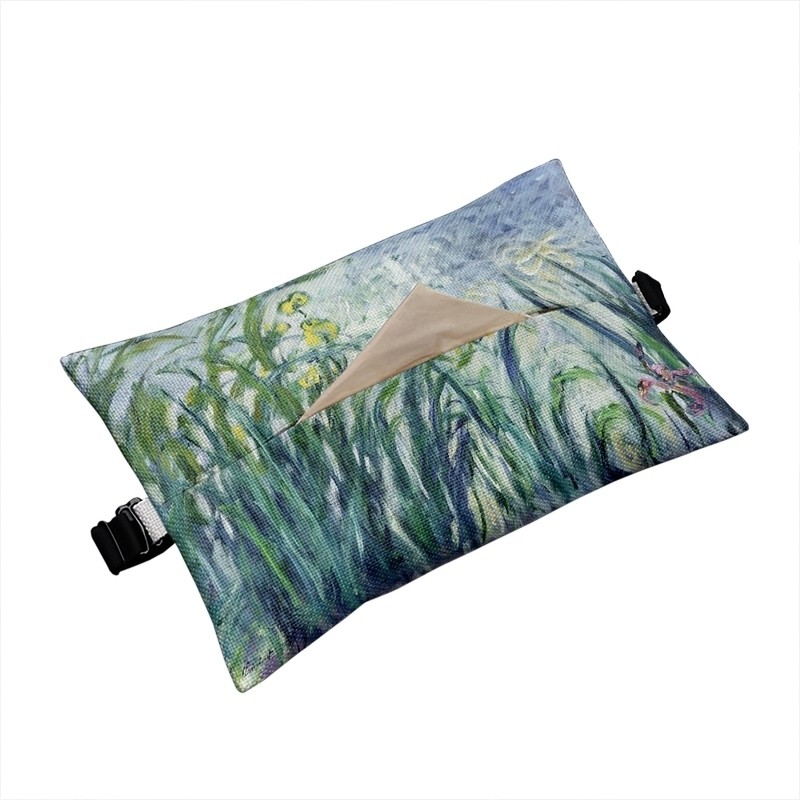 莫奈轻奢油画车载纸巾盒抽纸盒车内挂式纸巾套扶手箱遮阳板通用奔