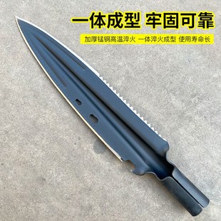 军印矛头红缨枪头多功能园艺锯齿铲矛户外霸王枪扎枪头猪用大长矛