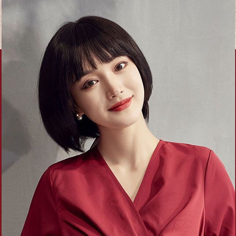 假发真发全真人发全头套女短发自然波波头发型2023新款整顶假发套