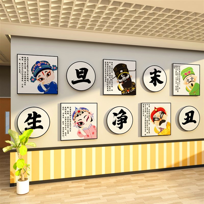 生旦净末丑中国京剧国粹传统文化幼儿园环创主题墙面贴纸装饰成品