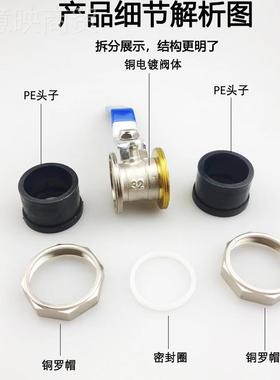 活PE双接热熔铜阀20.2色5.32.40.球50.63阀门开关GTT工程专用黑头