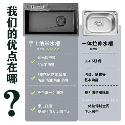 德米国SKJ飞雨厨SUS3房04不锈钢纳手工水槽洗单菜盆SXU全套特厚大