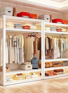 层钢制衣帽架家用置物架衣收46608纳架子地物多加厚衣橱落角钢服