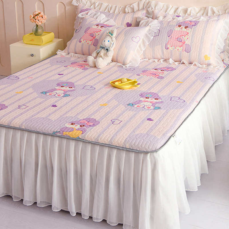 小清新床裙款乳胶凉席三件套夏季花边冰丝凉席可机水洗防滑软席子,床上用品,乳胶席,淘宝优惠券,粉丝福利购,淘宝优惠卷