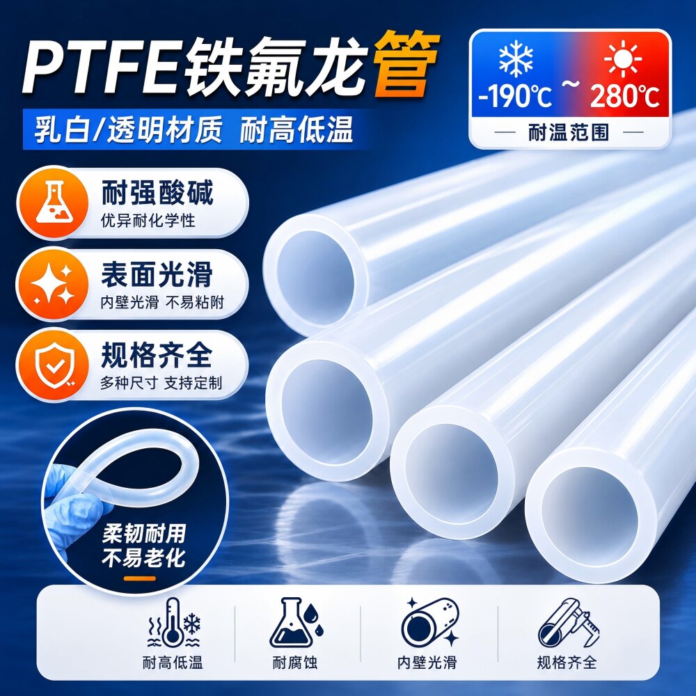PTFE铁氟龙聚四氟乙烯软耐高温耐腐蚀耐酸碱化工管4/6/8/10/12mm