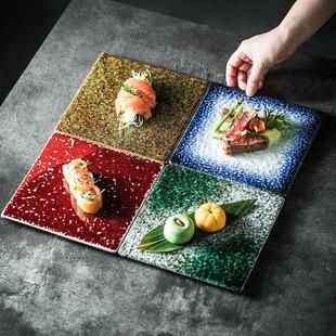 餐具刺身盘高端 陶瓷正方平盘商用寿司盘牛排餐盘方形盘子平碟日式