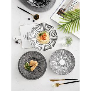 北欧餐具手绘牛排餐盘高级创意陶瓷菜盘家用牛排盘子西餐盘深汤盘