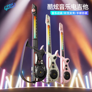 新款 多功能DJ吉他仿真无弦蓝牙链接智能贝斯打碟初学儿童乐器玩具