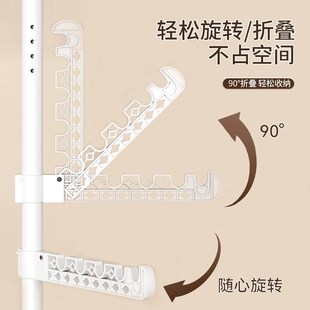 顶天立地晾衣架家用落地卧室内免打孔伸缩杆阳台窗U口晒挂衣架神
