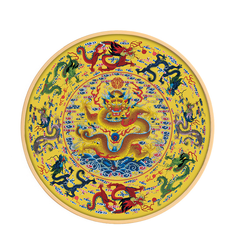 九龙图挂画风水新中式圆形电表箱遮挡装饰画镇宅招财Z生肖龙画像图片